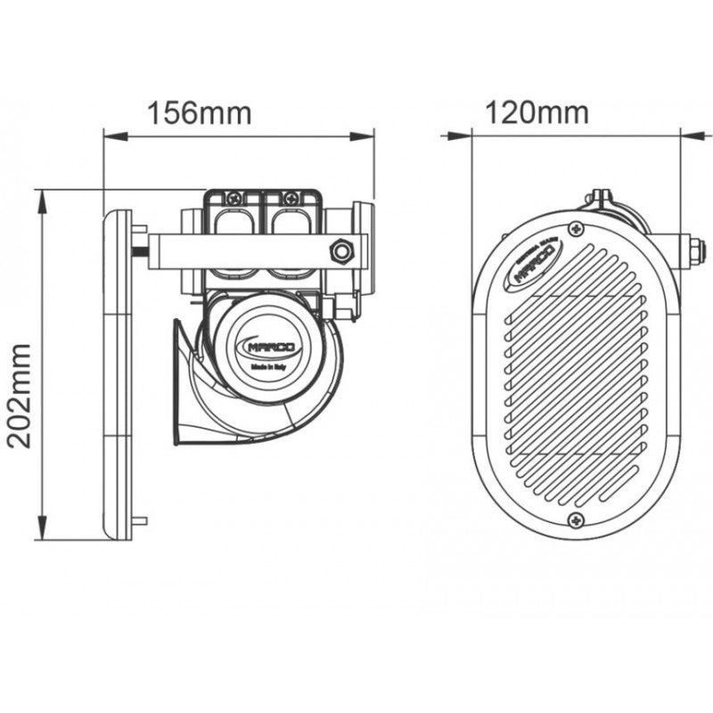 TROMBA INCASSO CROMATA 12V.