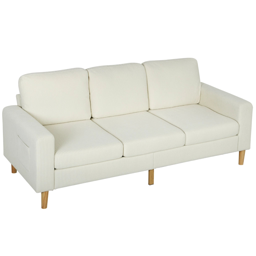 Divano 3 Posti in Velluto ¨C zephmum ¨C Beige 192x80x84.5cm