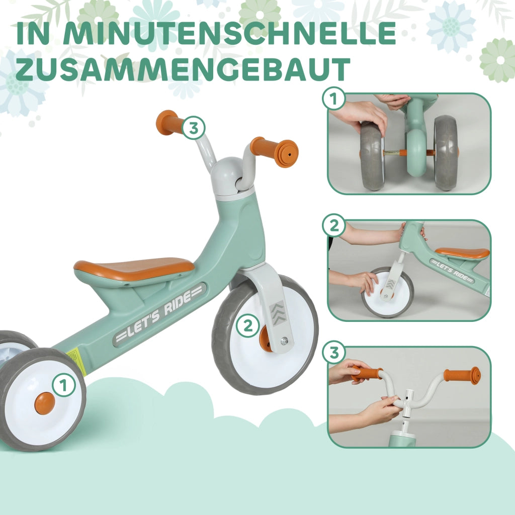 Bici senza pedali per bambini 12-36 mesi ¨C Xylo ¨C Verde con 3 ruote silenziose