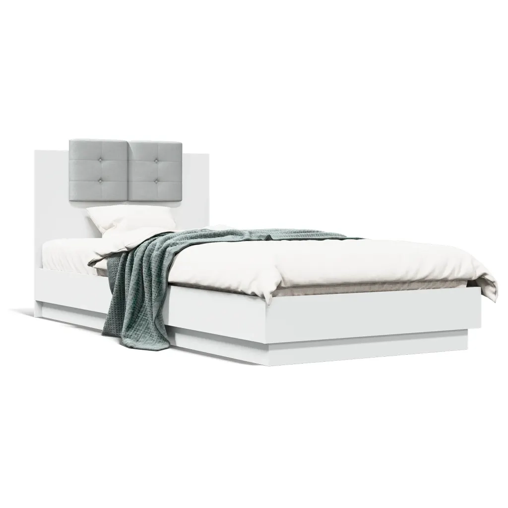 Giroletto con Testiera-Struttura Letto con testiera Bianco 100x200 cm in Legno Multistrato 618531