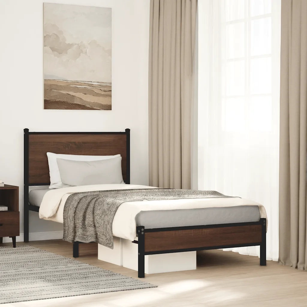 Giroletto senza Materasso-Struttura Letto in Metallo Rovere Marrone 80x200 cm 432626