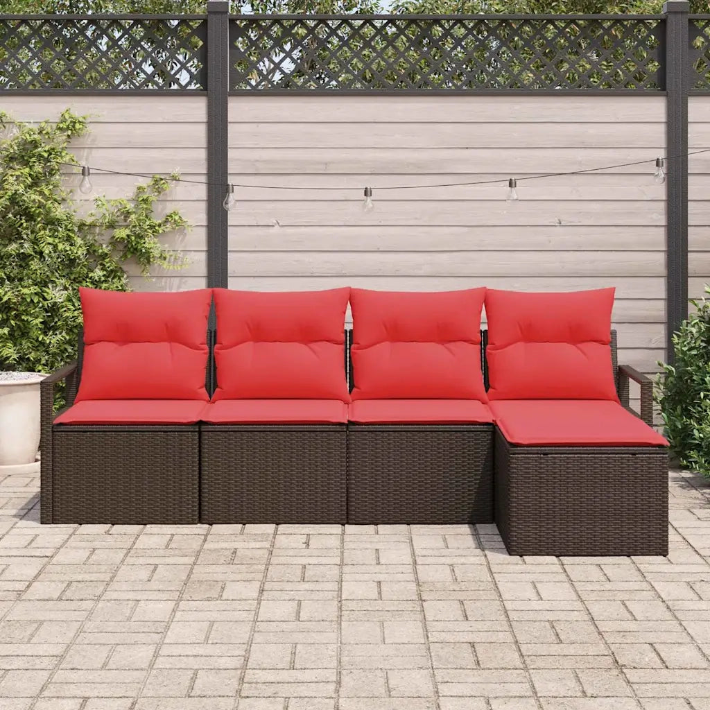 Set di divani con cuscino 5 pcs Marrone polyrattan 3346344