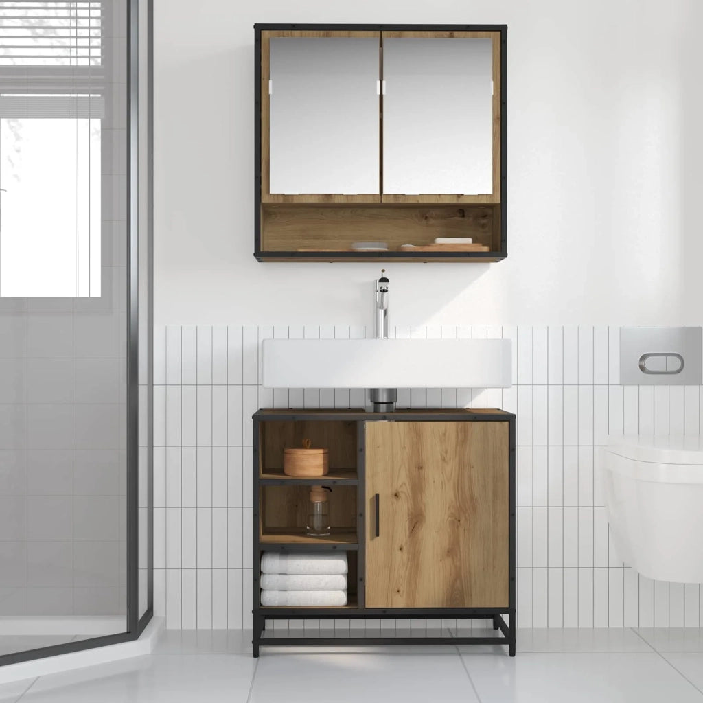 Mobile da Bagno con porta Rovere artigianale 65 x 33 x 60 cm 883635