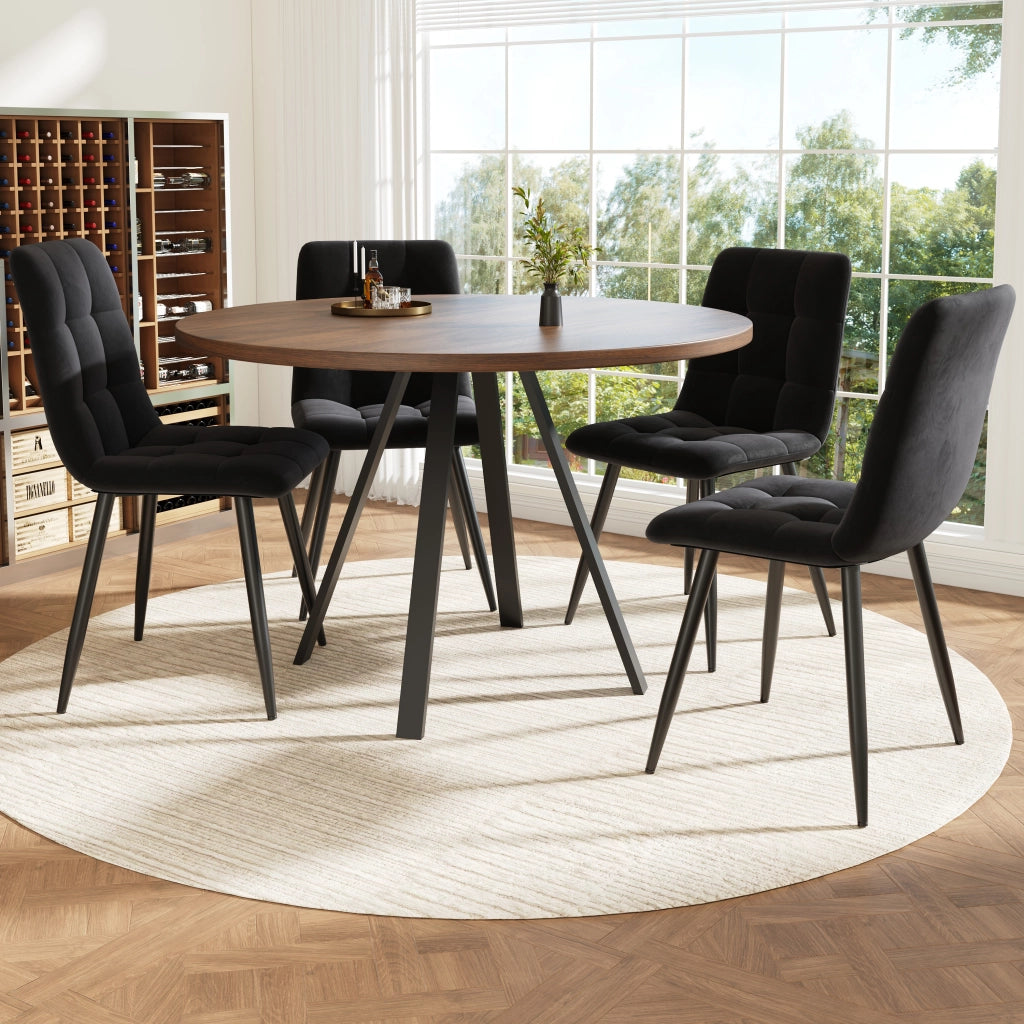 Tavolo da pranzo rotondo (80¡Á80¡Á75 cm), tavolo da cucina, tavolino rotondo per 4 persone, adatto per sala da pranzo, soggiorno, gambe in metallo, pian