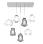 SOSPENSIONE BIANCO 7 LUCI RETTANGOLARE VETRI (ALPHA 2X TR) (BETA 2X TR) (GAMMA 3X FU) 1176BI-S7 R ABG-TF