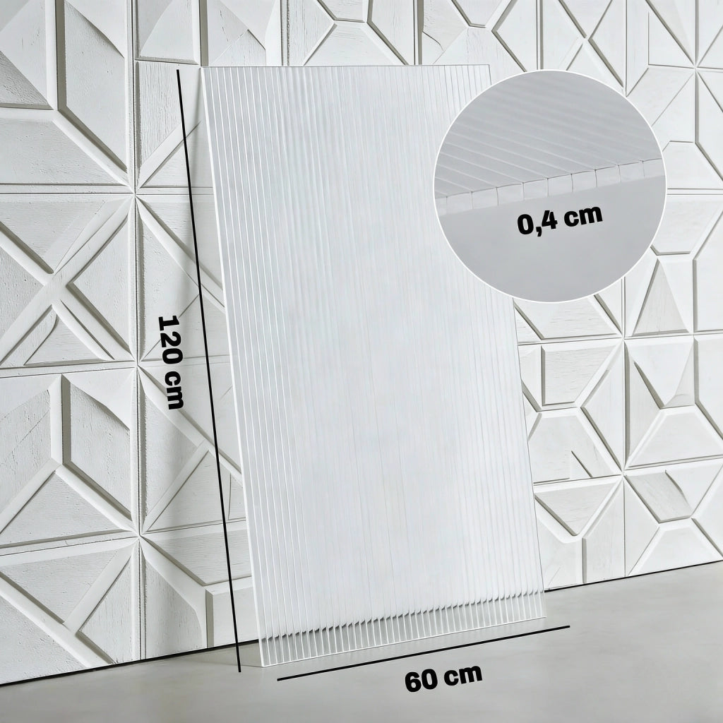 Lastre in policarbonato a doppia parete, spessore 4 mm, trasparenti, 120x60 cm, 10 pezzi, resistenti ai raggi UV, per serre (solo con lastra in polica
