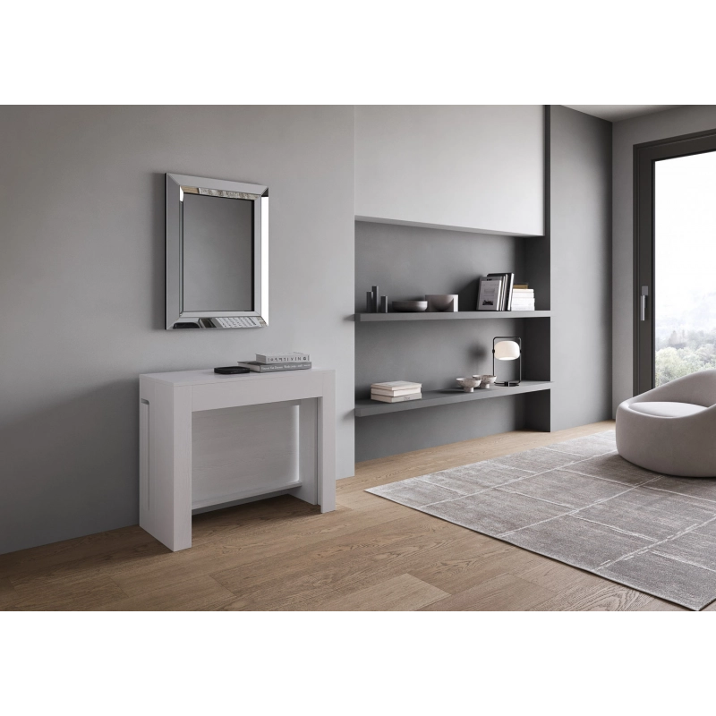 Consolle allungabile 90x42/302 Evolve con Panca inferiore 72x26/300 - Bianco Frassino