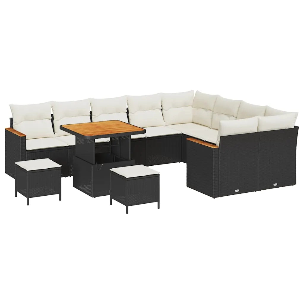 Set Divano da Giardino 12 pcs Nero Rattan in Polipropilene