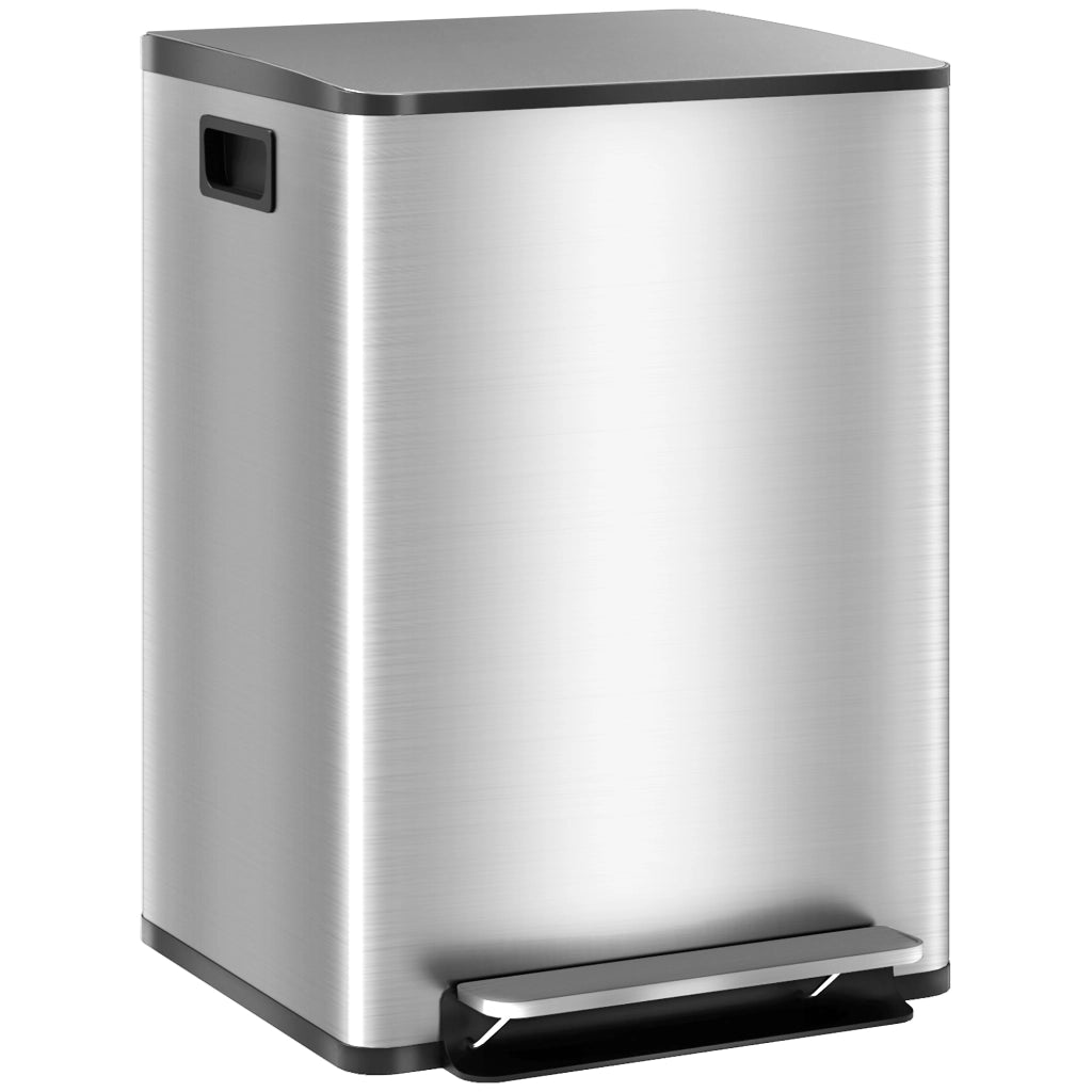 Pattumiera a pedale 2 scomparti ¨C Xylo ¨C 2x20L acciaio inox chiusura soft