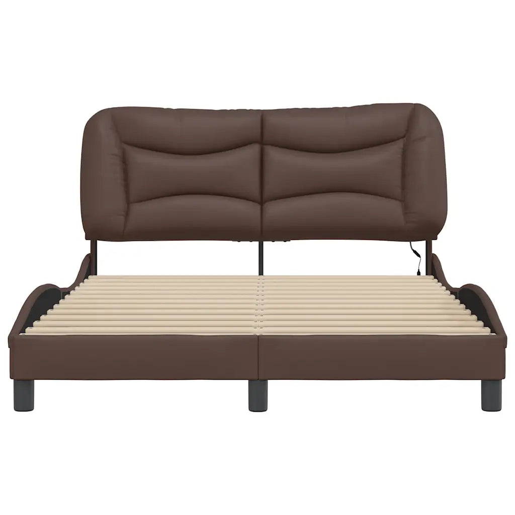 Giroletto con LED senza Materasso-Struttura Letto Hvar Marrone 140x190 cm