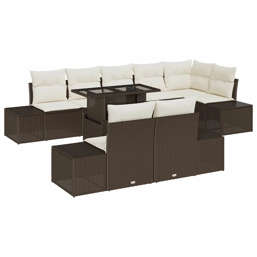 Set Divano da Giardino 9 pcs Marrone Poly Rattan 3357941