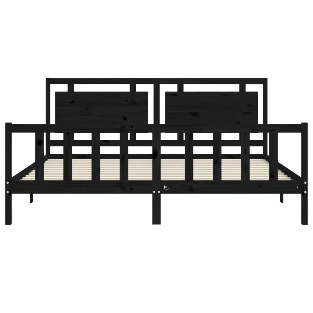 Giroletto con Testiera-Struttura Letto con testiera Nero 200x200 cm in Legno Massello 268548