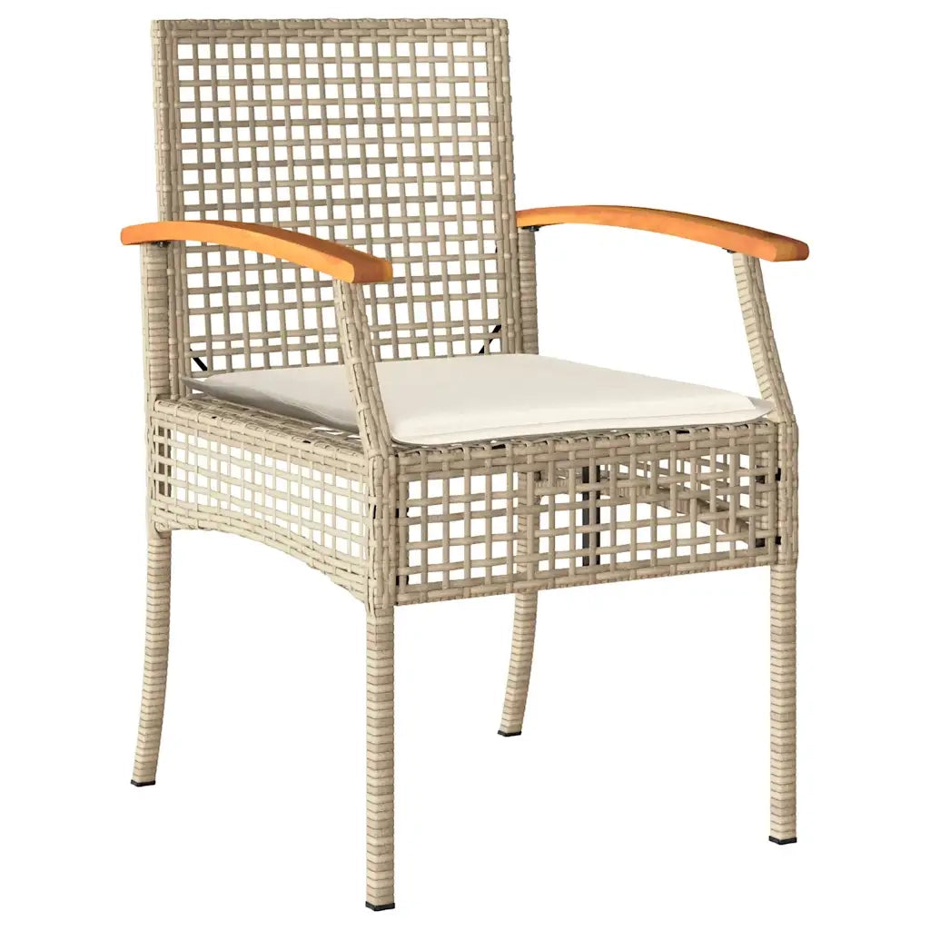 Set da Bistrò 3 pz con Cuscini Beige Polyrattan e Legno Acacia 366261