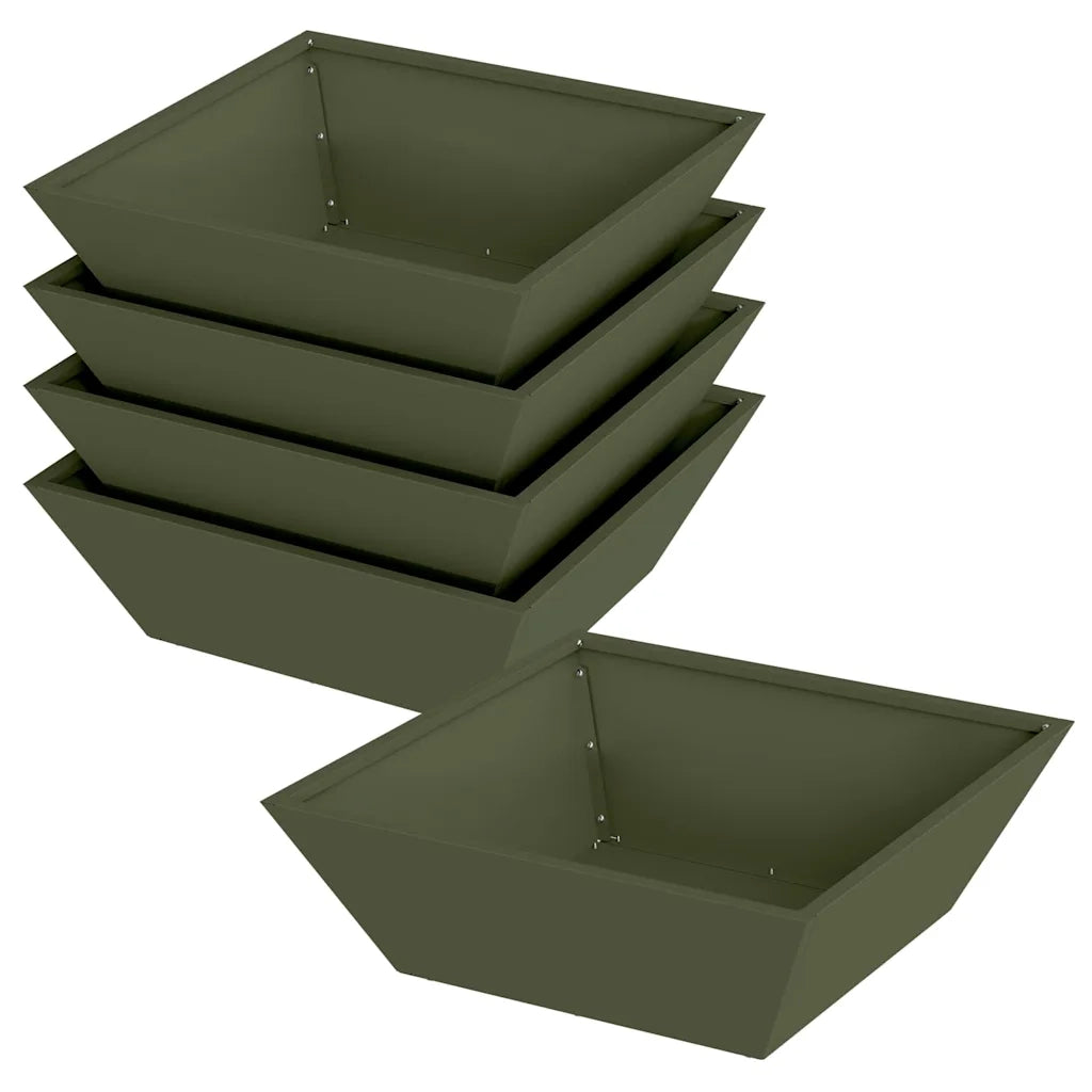 Vaso da giardino 5 pcs Verde oliva 50 x 50 x 15 cm 873831