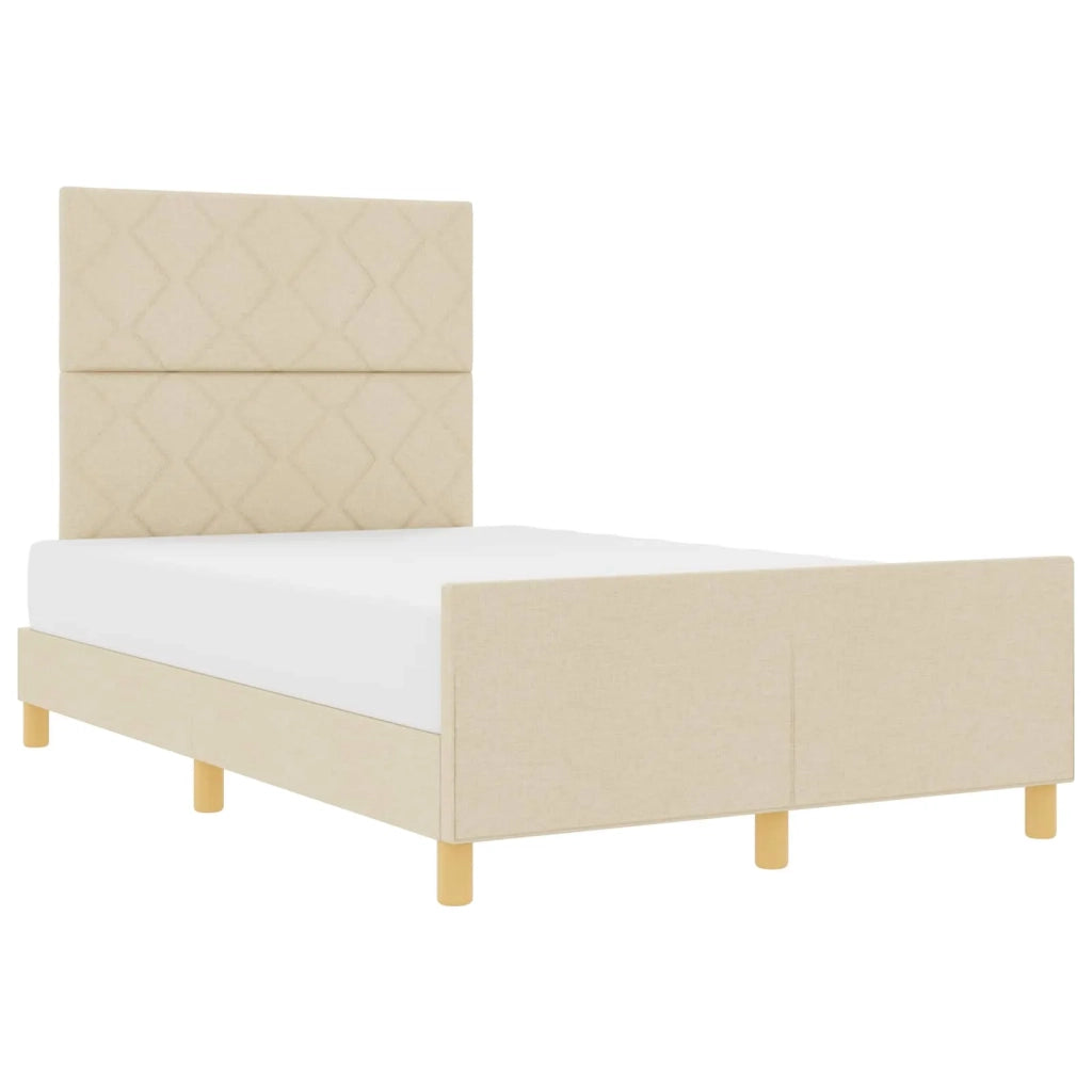 Struttura del letto con testiera Crema 120 x 200 cm Tessuto