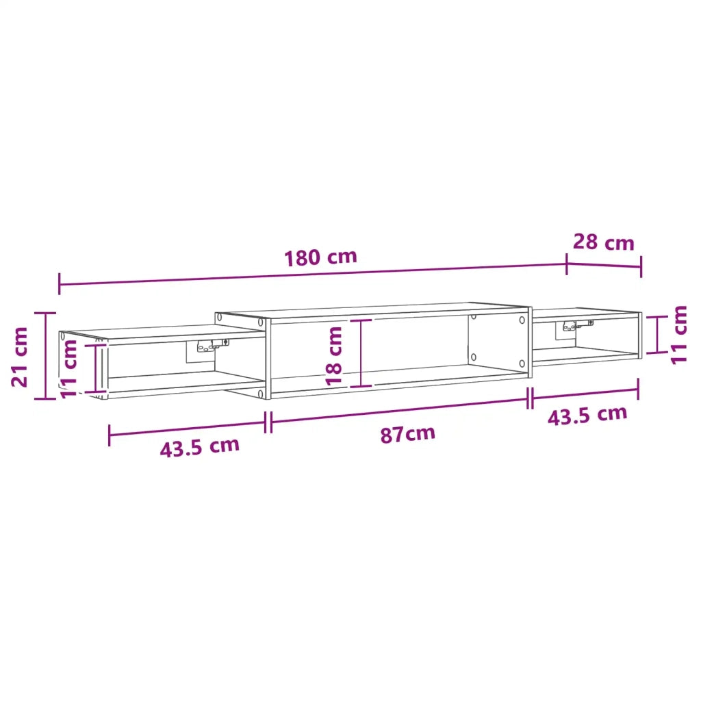 Mobile TV da Parete A parete Rovere Sonoma 180 x 28 x 21 cm 8006007