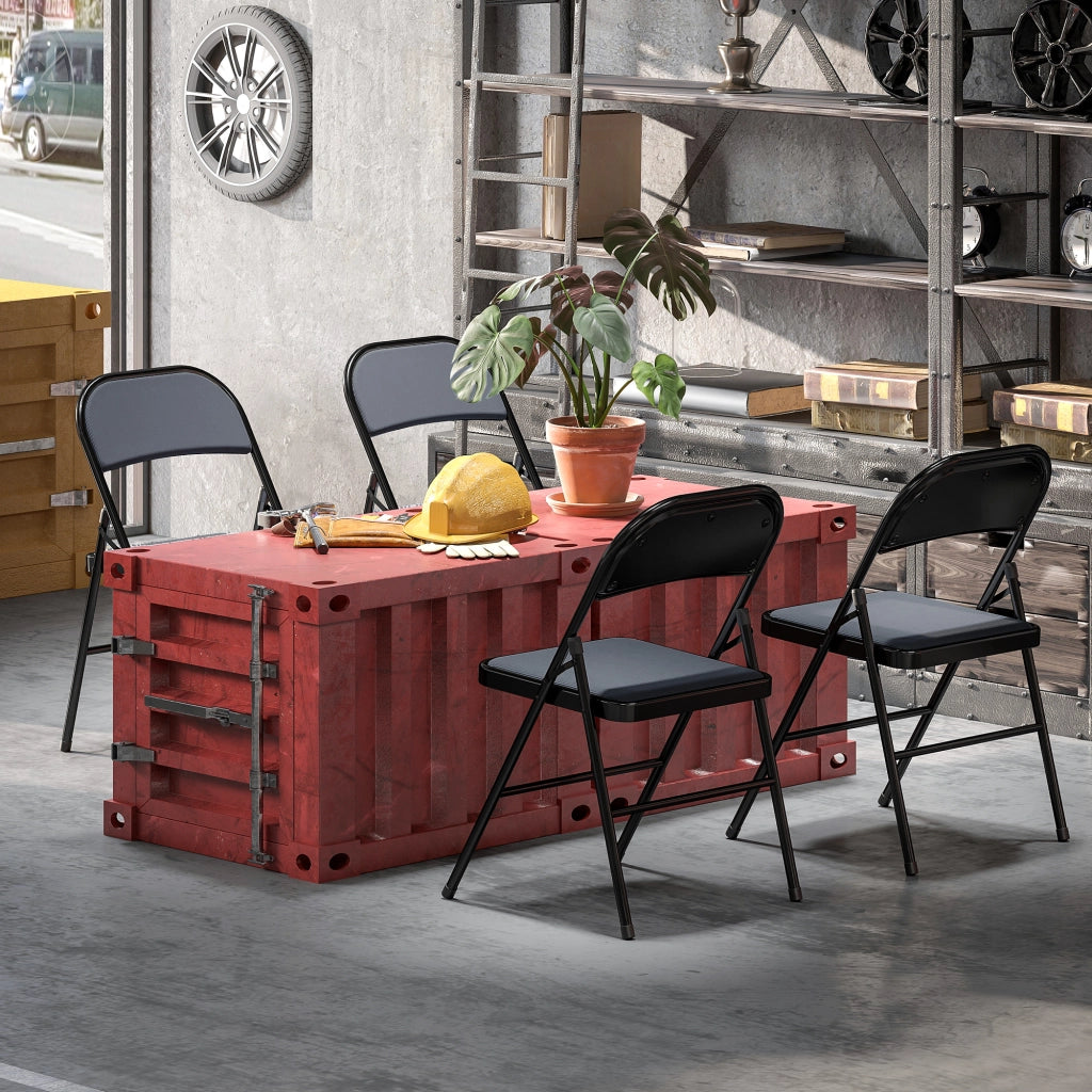 Set 4 Sedie Pieghevoli da Pranzo ¨C Xylo ¨C Struttura Metallo Grigio 45x46x78cm