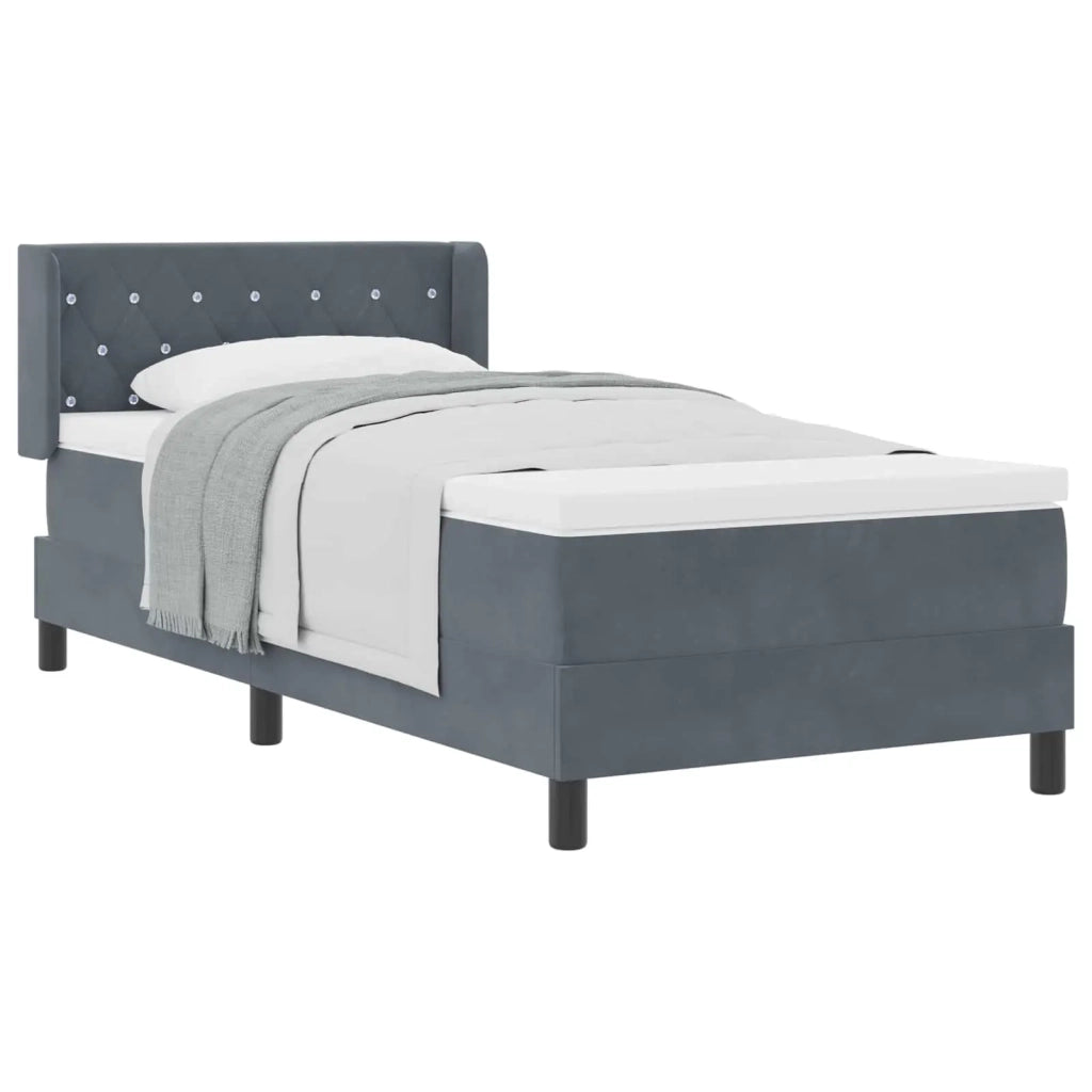 Letto a molle con materasso Grigio scuro 200 x 90 cm Poliestere