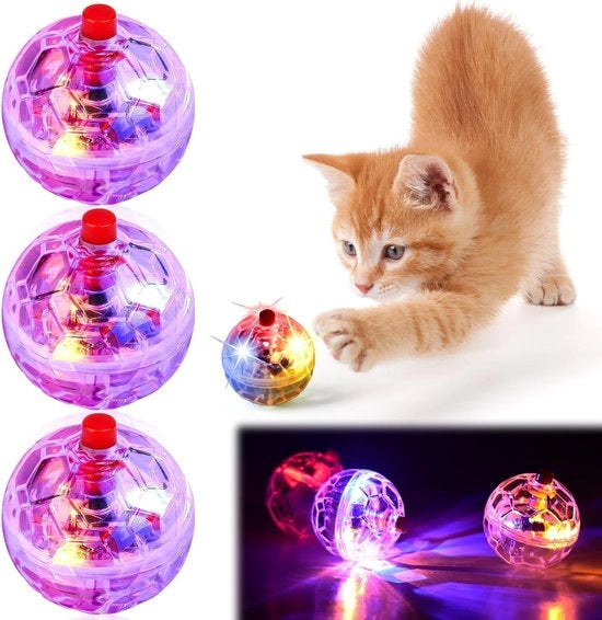Palline di caccia per gatti 3 pezzi: pallone con luce LED - giocattolo interattivo per gatti