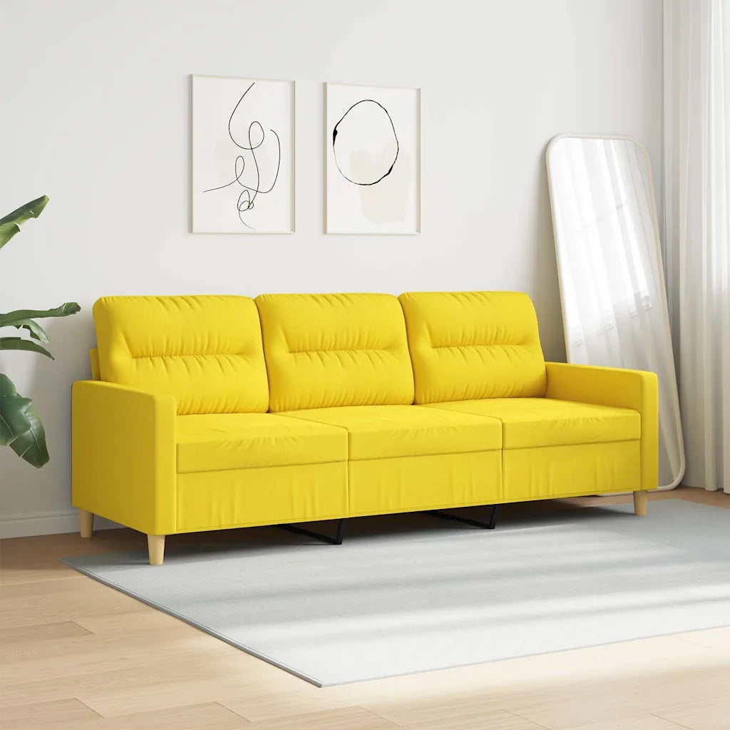 Divano a 3 Posti-Sofa 3 Posti Giallo Chiaro 180 cm in Tessuto 171806