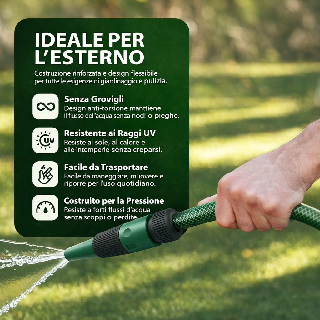 Tubo da Giardino 25 m Ø14mm Universale per Irrigazione Resistente alla Pressione