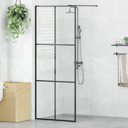 Parete Doccia Walk-in in Vetro Trasparente ESG Nera 80x195 cm 151023