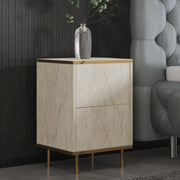 Vestone, Comodino un Ripiano, 40x35x60h cm Beige Marmo