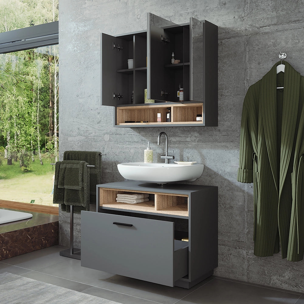 Vicco Set di mobili da bagno Antracite/Sonoma Set 1