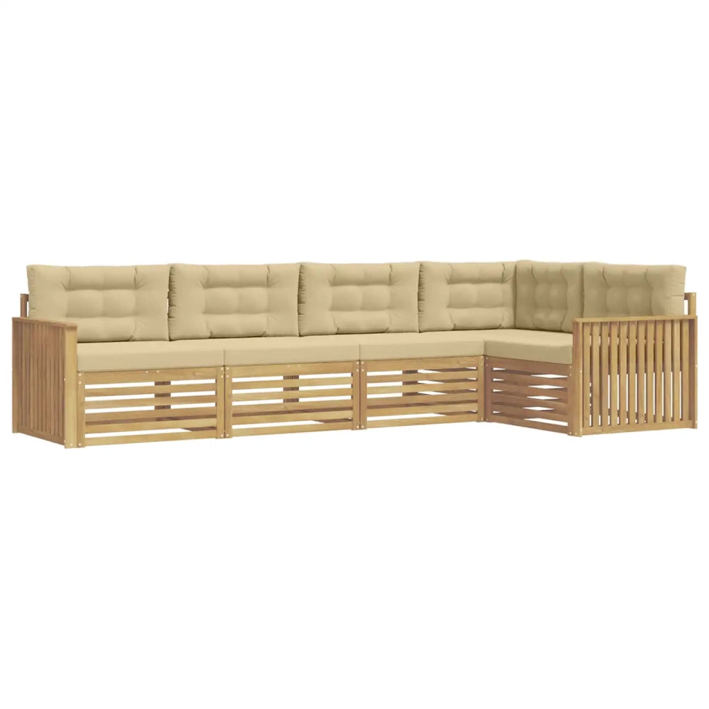 Set di divani da esterno 5 pz Bianco e Beige Poliestere 3390483
