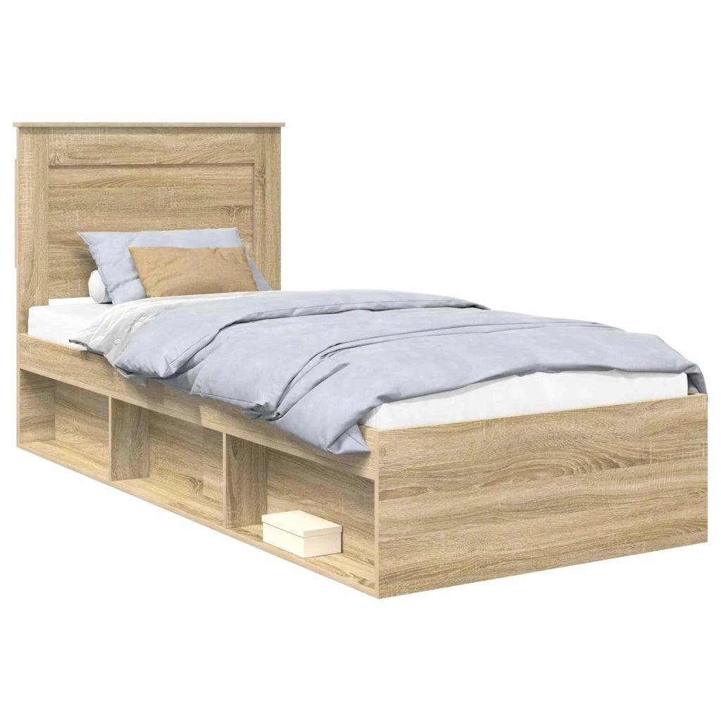 Struttura del letto-Giroletto Rovere Sonoma 75 x 190 cm Pino massello 258376