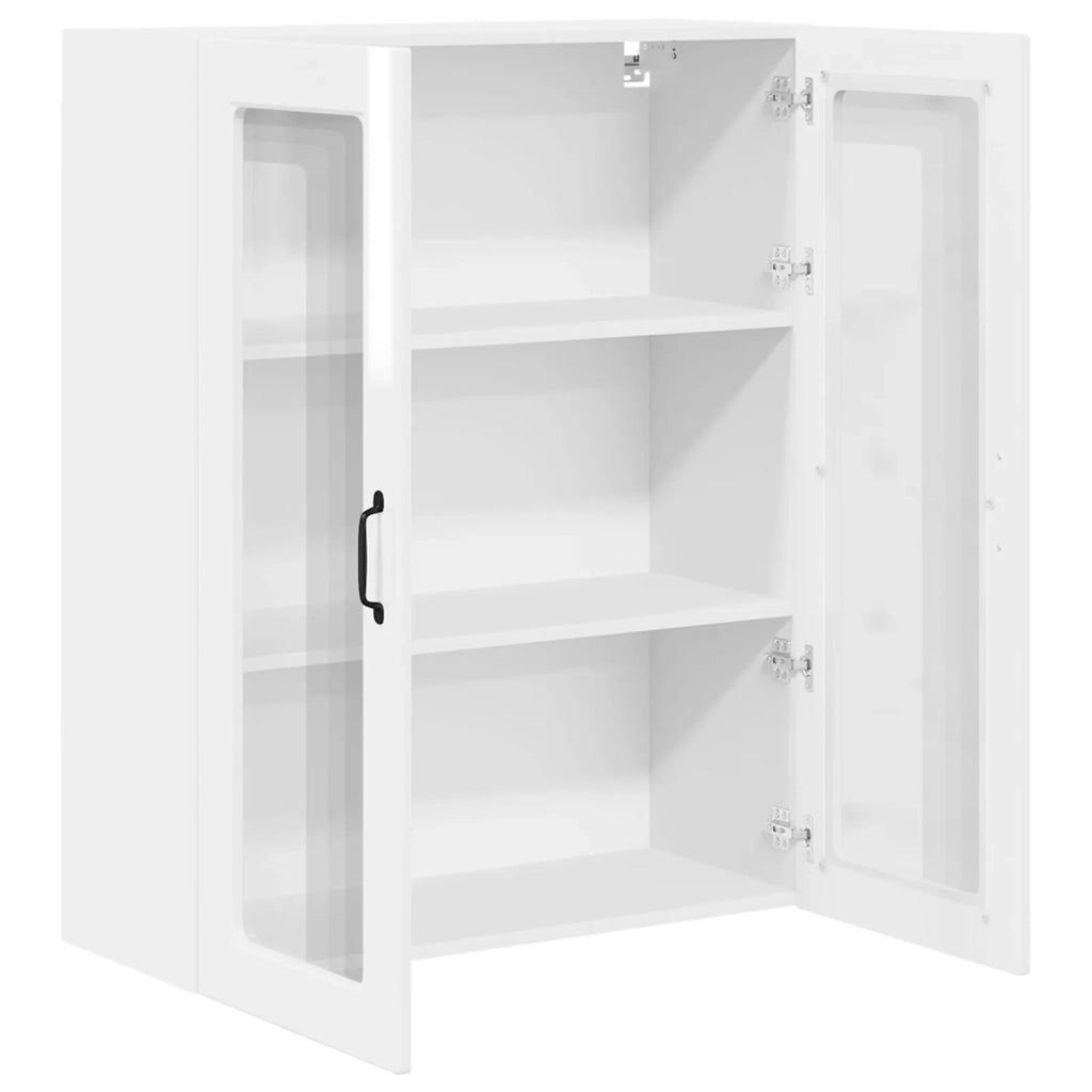 Pensile da cucina | Mobile in vetro da parete PORTO Bianco Lucido 80 x 31 x 100 cm