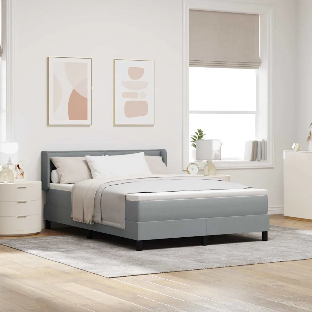 Letto a molle con testiera Grigio chiaro 190 x 140 cm Tessuto 3341034