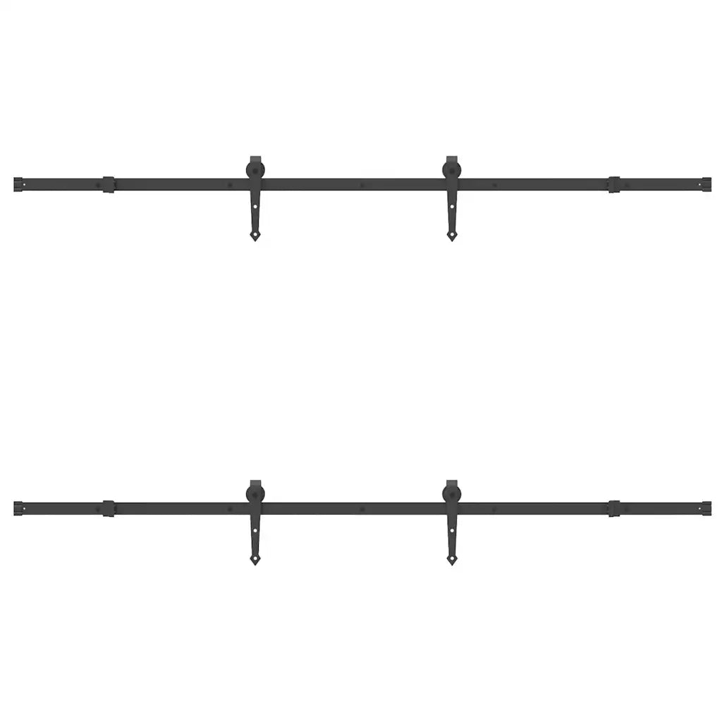 Kit di Binari per Porte Scorrevoli 213,5 cm Acciaio Nero