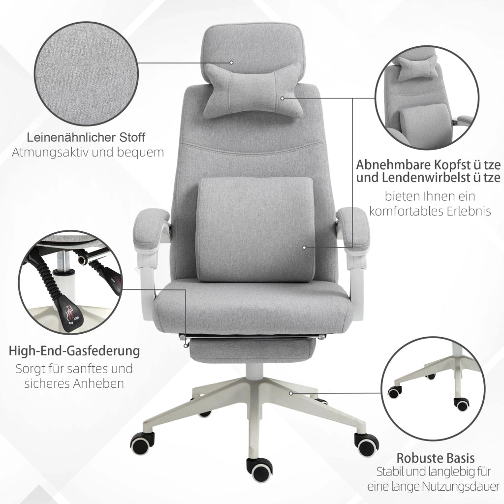 Sedia da ufficio, sedia da gaming, sedia con rotelle, ergonomica, poliestere, schiuma, pannello multistrato, 62 x 68 x 117-127 cm