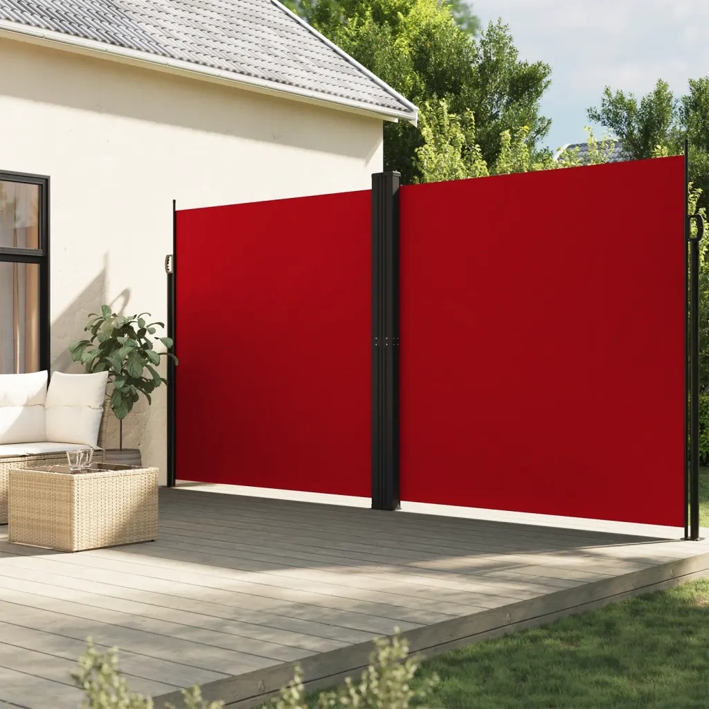 Tenda da Sole Laterale Retrattile-Tenda parasole per giardino Rossa 200x1000 cm 623955