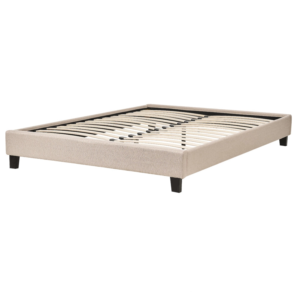 Letto matrimoniale 140 x 200 cm Rete a doghe in tessuto beige senza testiera