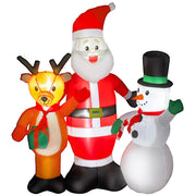 Babbo Natale Inflabile 150 cm con Renna e Pupazzo di Neve Luci LED ¨C Zephmum ¨C Per Esterno Giardino