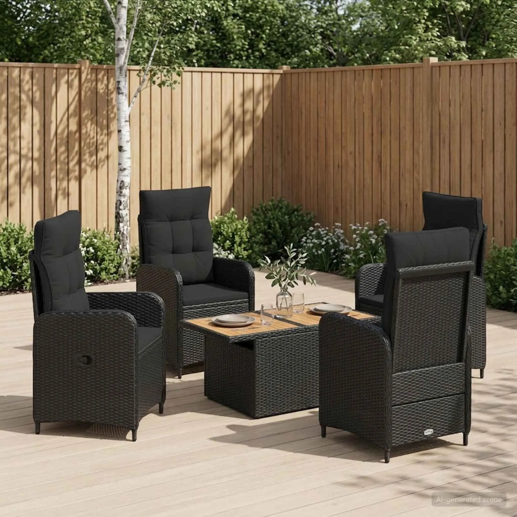 Set da pranzo per esterni 5 pz Nero 3422407