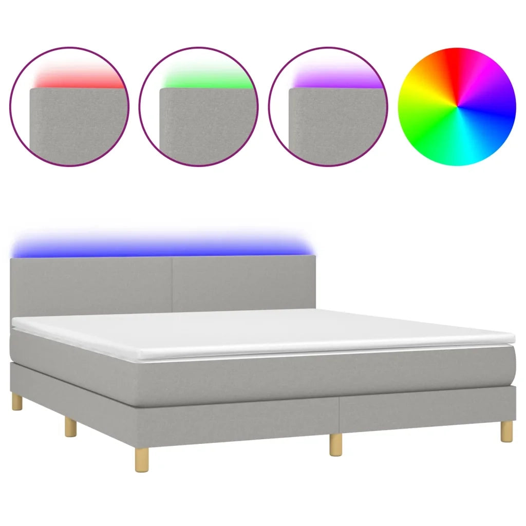 Letto a Molle Materasso e LED Grigio Chiaro 180x200 cm Tessuto 3133573