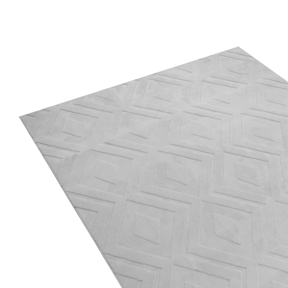 Tappeto Grigio Jacquard 160 x 160 cm a Pelo Corto Rettangolare per Soggiorno in Poliestere Moderno