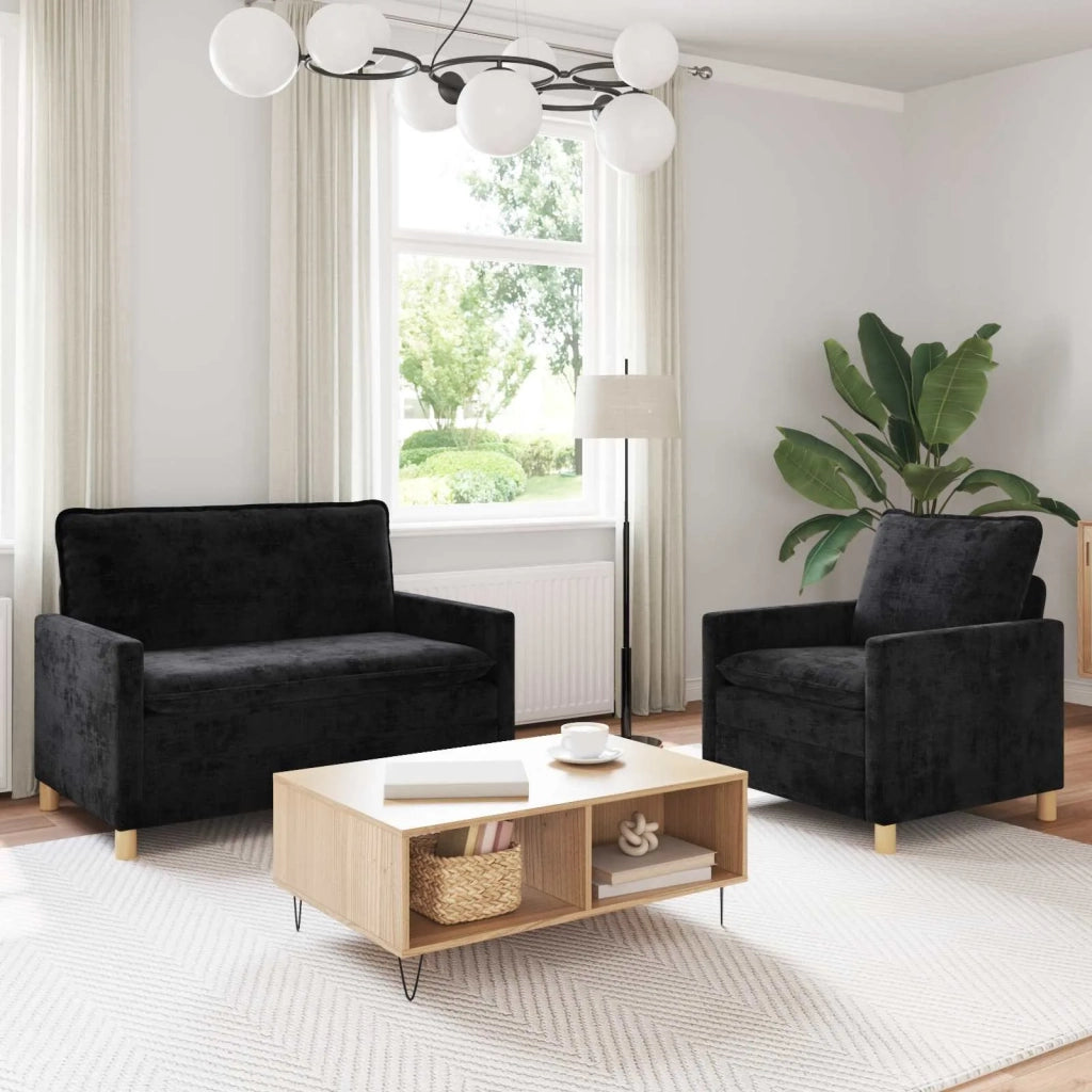 Set di divani 2 pcs Nero Poliestere 3417050