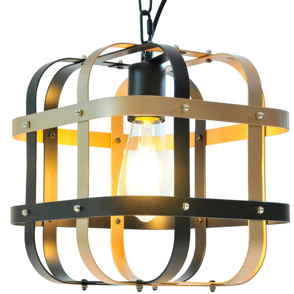 Lampada a sospensione Klatka nero oro E27 Polux Ø25 cm