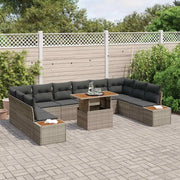 Set da Pranzo per Giardino con cuscino 11 pcs Grigio e Marrone
