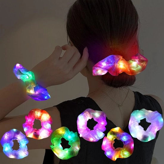 Elastici per capelli 6 pezzi - Accessori per capelli illuminanti - Elastici satinati per capelli - 3 modalità di illuminazione - Comodi e stili - Fascia per capelli