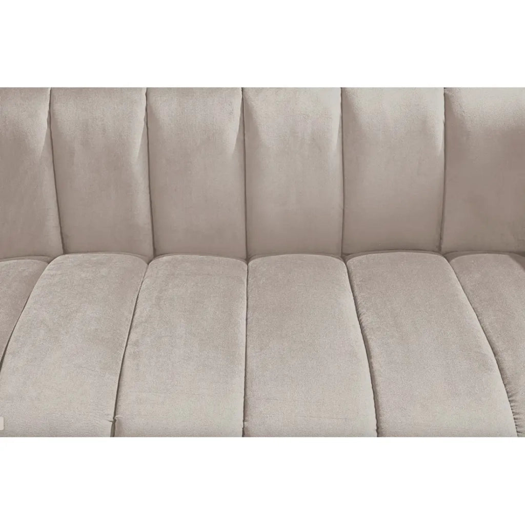 Divano dritto NORA 2 posti bianco champagne – Divano elegante in velluto con piedi in metallo nero
