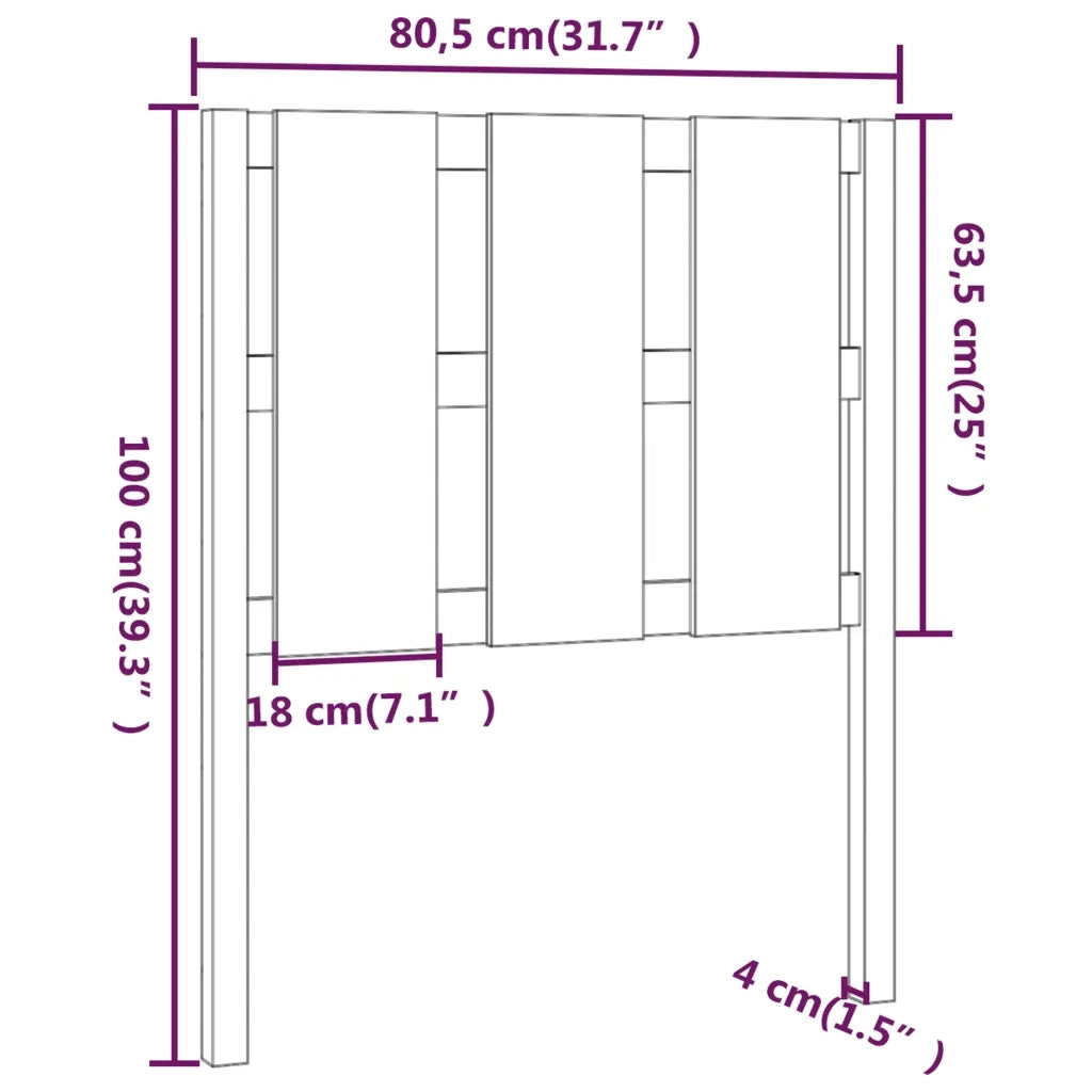 Testiera Letto Grigia 80,5x4x100 cm in Legno Massello di Pino 817967