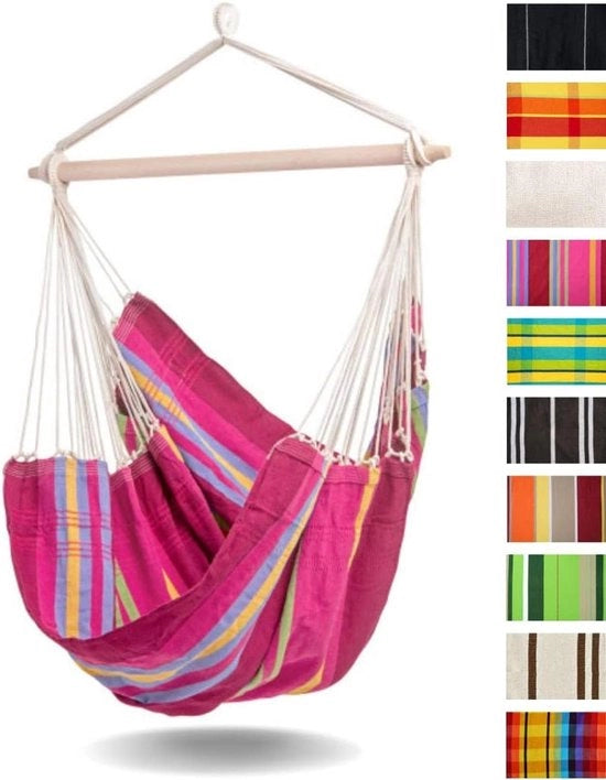 Sedia a Sospensione XL Senza Struttura Realizzata a Mano in Brasile Carico Massimo fino a 150 kg; Dimensioni del Sedile 1.60 m x 1.30 m Lunghezza del Baretto 1.10 m Colore: Grenadine