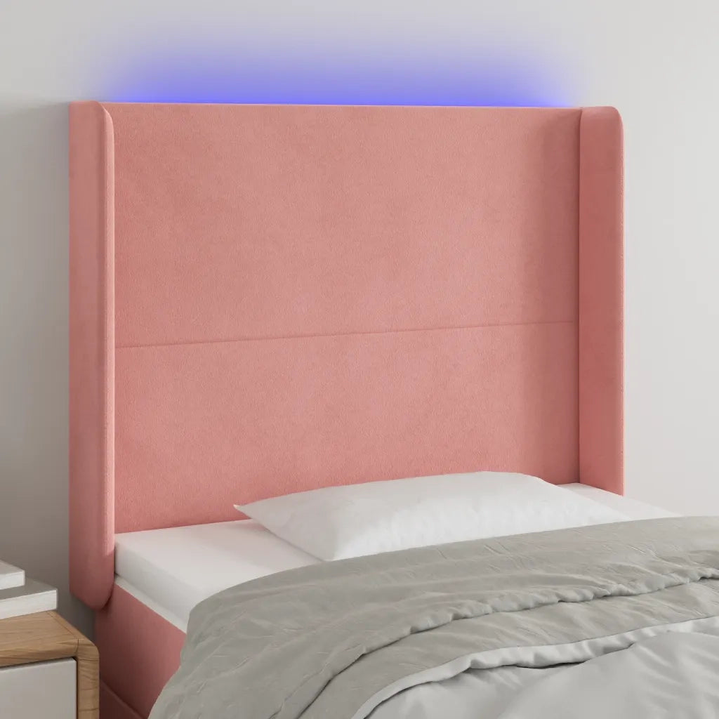 Testiera a LED-Testata con LED rosa 83x16x118/128 cm in Velluto 573323