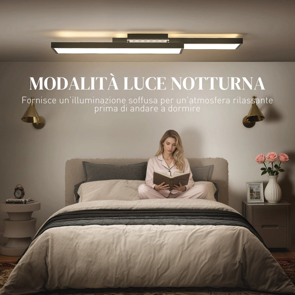 Lampada LED Soffitto Dimmerabile con Telecomando ¨C Minimal ¨C Nero 70x30 cm