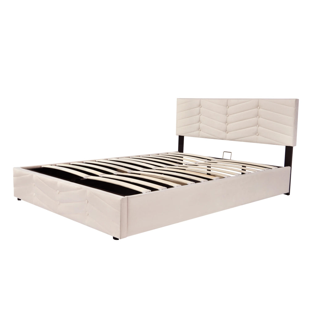 letto imbottito velluto beige 140 x 200 cm